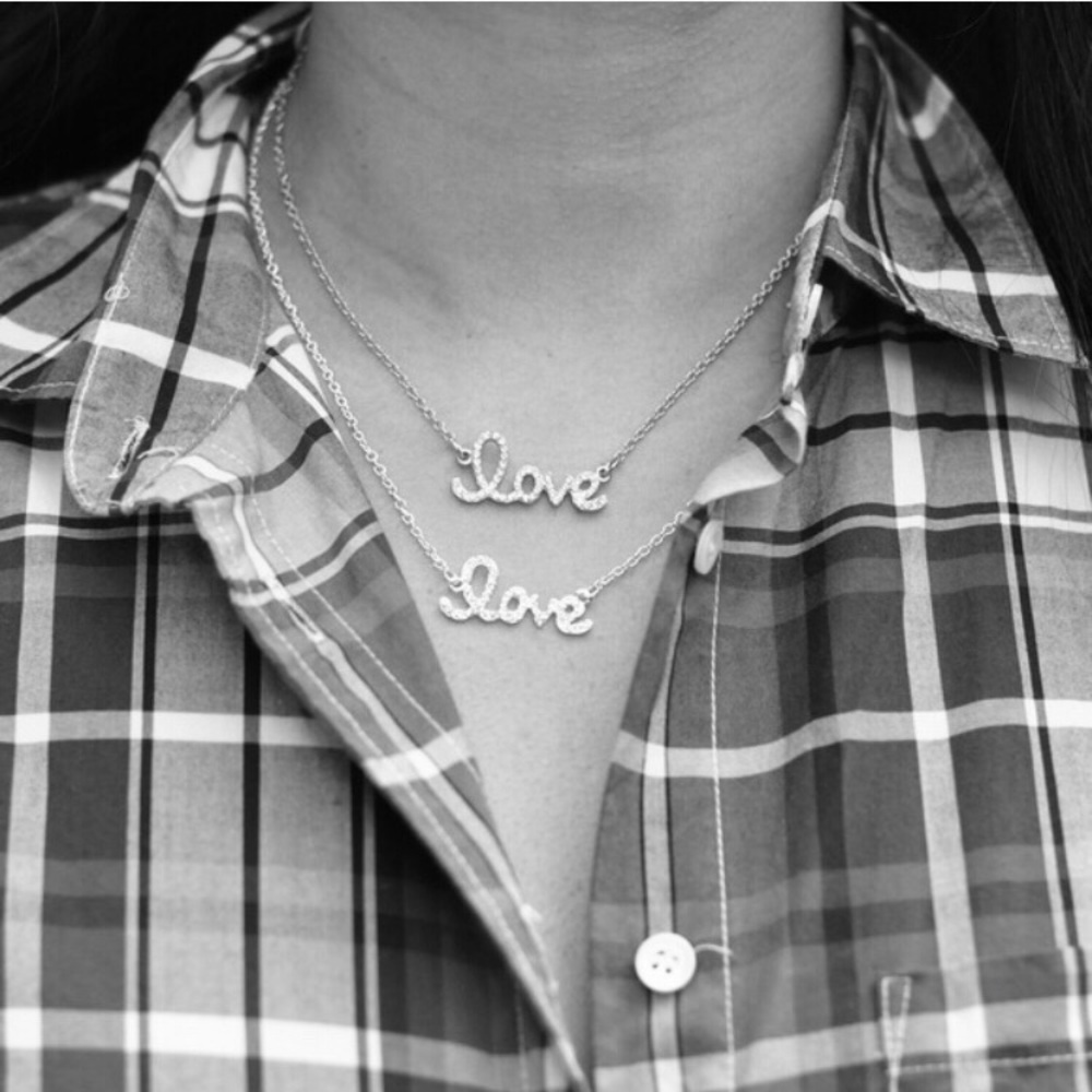 Swarovski Crystal 18k Silver Love Necklace - Picture 5 of 5